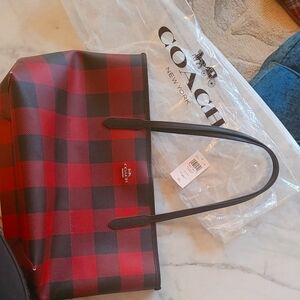 Coach Buffalo Plaid Print Tote Bag H2178-C7271